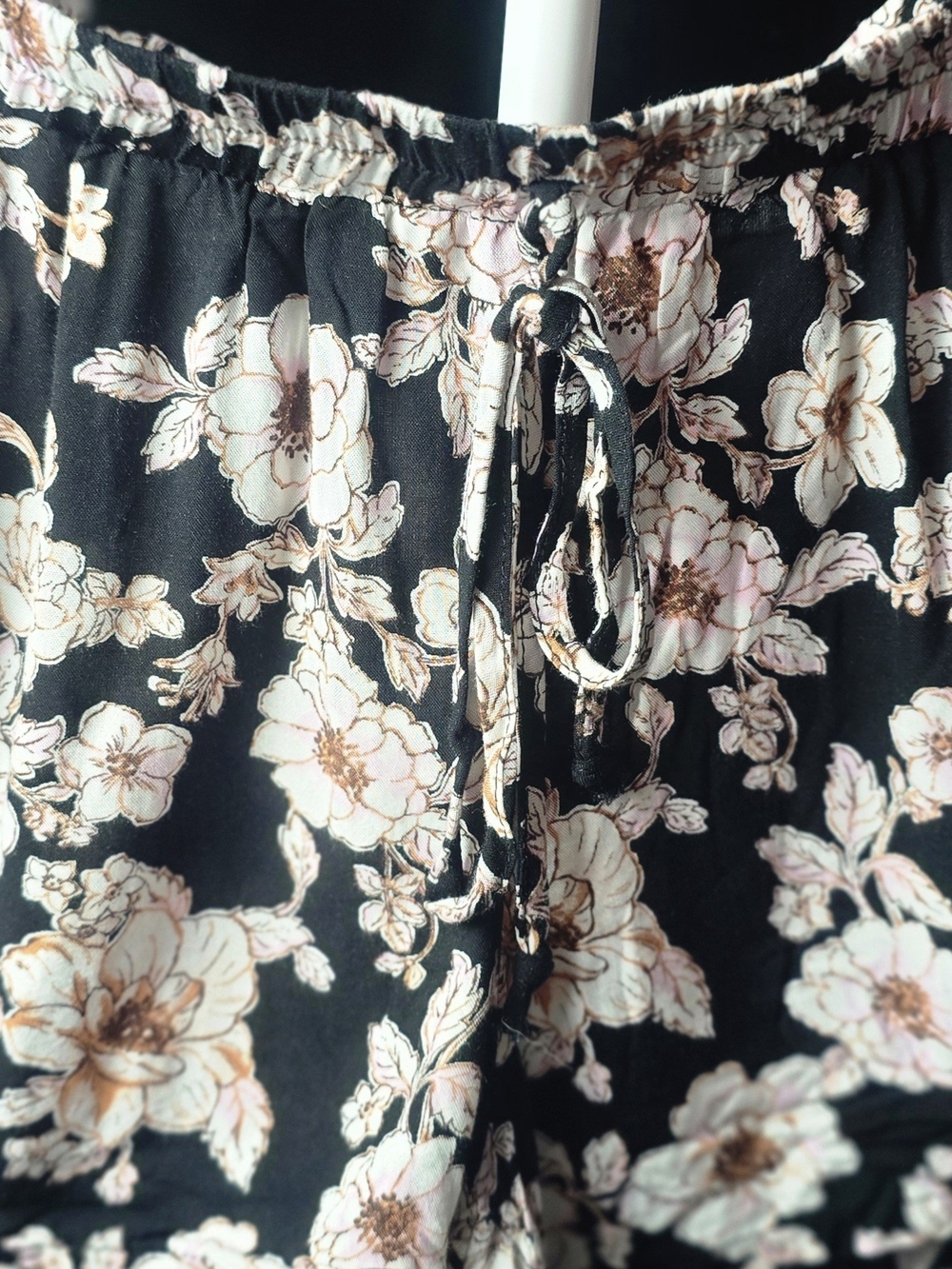 Gypsies & Moondust Black Floral High-Waist Drawstring Shorts